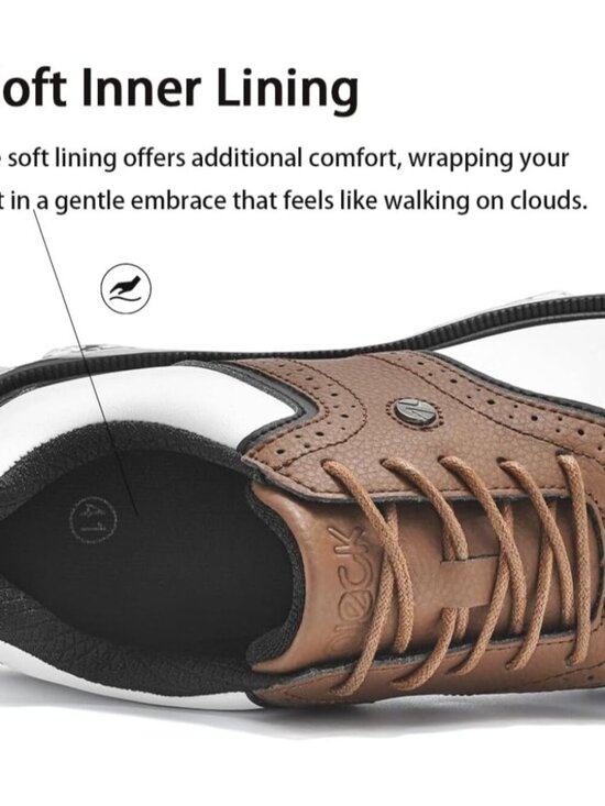 Men\'s Brown Golf Shoes Traditions Fixed Nail less Sole Waterproof Spineless main image 6